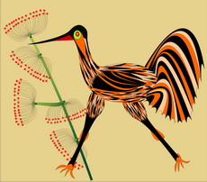 Jolly Daubs Digital Art: A fantasy ostrich in the desert.