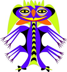 Jolly Daubs Digital Art: A surreal creature Ein surreales, buntes Tier mit Krallen.