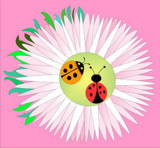 Jolly Daubs Digital Art: Two Ladybirds on a big flower.