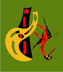 Jolly Daubs Digital Art: A funny bird goes upside down a branch.
