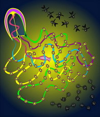 Jolly Daubs Digital Art: A shining, surreal octopus.