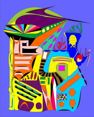 Jolly Daubs Digitalkunst: Ein buntes, verrücktes Haus.