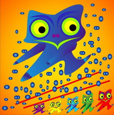 Jolly Daubs Digitalkunst: Eine lustige Figur namens Tempomännchen.