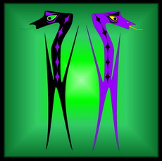 Jolly Daubs Collection: Two surreal figures looking proud.