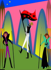 Jolly Daubs Collection: A scene inspired by Don Quixote.