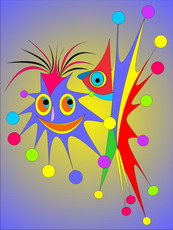 Jolly Daubs Collection: Two friendly stars with a lot of pompons.