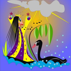Jolly Daubs Collection: A swan and a singer.