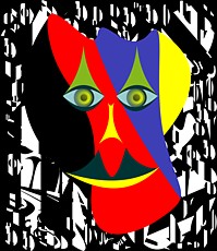 Jolly Daubs Digital Art: An extravagant, striped mask formed like a foot sole.