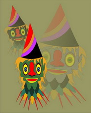 Jolly Daubs Digital Art: A gnome with two shadows.