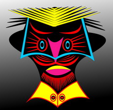 Jolly Daubs Digital Art: The portrait of an iconoclast with  futuristic glasses.