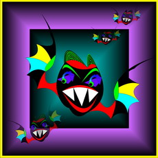 Jolly Daubs Digital Art: A little flying monster with big teeth.