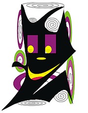 Jolly Daubs Digital Art: A smiling dancer, surrounded by spirals.