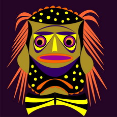 Jolly Daubs Digital Art: A surreal figure with a stubbly beard. Portrait or figure.