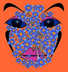 Jolly Daubs Digital Art: A face of flowers.