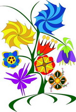 Jolly Daubs Digital Art: A colored, surreal bouquet.