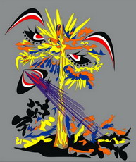 Jolly Daubs Digital Art: Wind blows leaves from a summer tree.