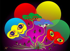 Jolly Daubs Digital Art: Personified leaves.