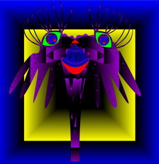 Jolly Daubs Digital Art: A colored poisonous mushroom with long eyelashes.