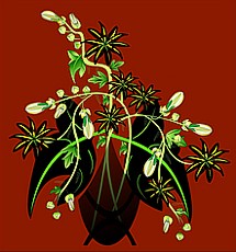 Jolly Daubs Digital Art: Flowers in a vase, looking like a swan.