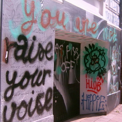 Graffiti and street art from a photo tour in Bremen including colourful sprayed tags and top-to-bottoms.