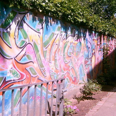 Graffiti and street art from a photo tour in Bremen including colourful sprayed tags and top-to-bottoms.