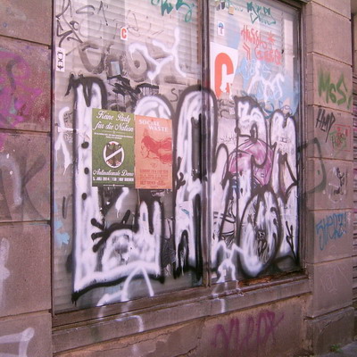 Graffiti and street art from a photo tour in Bremen including colourful sprayed tags and top-to-bottoms.