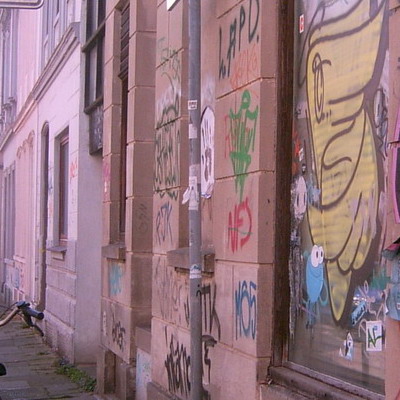 Graffiti and street art from a photo tour in Bremen including colourful sprayed tags and top-to-bottoms.