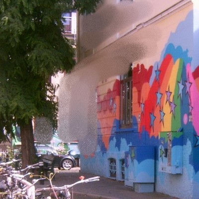 Graffiti and street art from a photo tour in Bremen including colourful sprayed tags and top-to-bottoms.