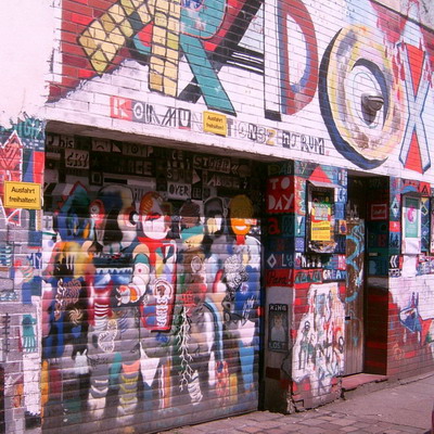 Graffiti and street art from a photo tour in Bremen including colourful sprayed tags and top-to-bottoms.