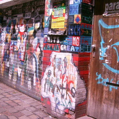 Graffiti and street art from a photo tour in Bremen including colourful sprayed tags and top-to-bottoms.