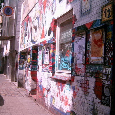 Graffiti and street art from a photo tour in Bremen including colourful sprayed tags and top-to-bottoms.