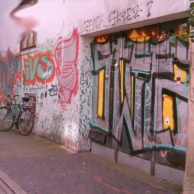 Graffiti and street art from a photo tour in Bremen including colourful sprayed tags and top-to-bottoms.