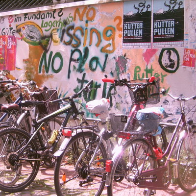 Graffiti and street art from a photo tour in Bremen including colourful sprayed tags and top-to-bottoms.