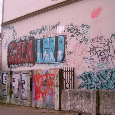 Graffiti and street art from a photo tour in Bremen including colourful sprayed tags and top-to-bottoms.