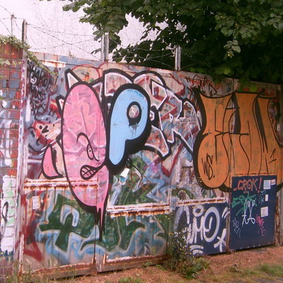 Graffiti and street art from a photo tour in Bremen including colourful sprayed tags and top-to-bottoms.