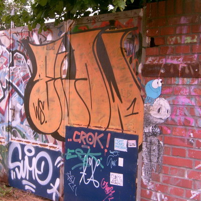 Graffiti and street art from a photo tour in Bremen including colourful sprayed tags and top-to-bottoms.