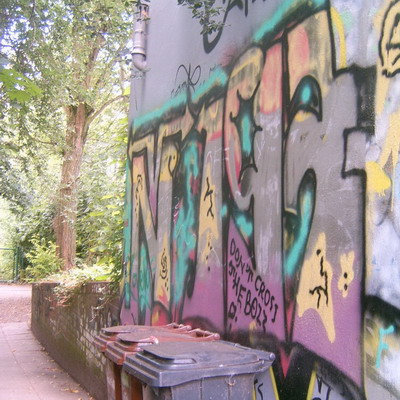 Graffiti and street art from a photo tour in Bremen including colourful sprayed tags and top-to-bottoms.
