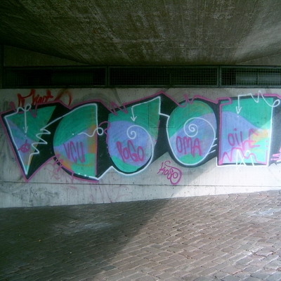 Graffiti and street art from a photo tour in Bremen including colourful sprayed tags and top-to-bottoms.