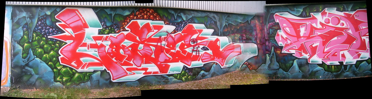 Graffiti and street art from a photo tour in Bremen including colourful sprayed tags and top-to-bottoms.