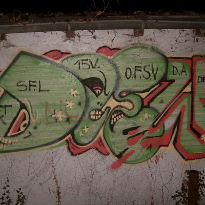 Graffiti and street art from a photo tour in Bremen including colourful sprayed tags and top-to-bottoms.
