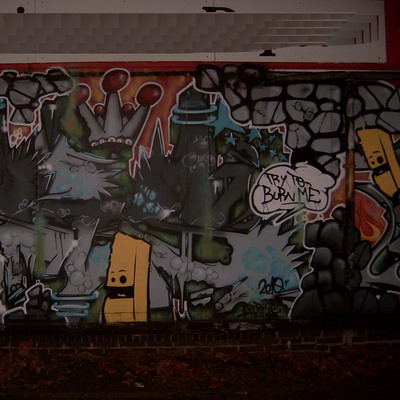 Graffiti and street art from a photo tour in Bremen including colourful sprayed tags and top-to-bottoms.
