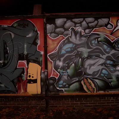 Graffiti and street art from a photo tour in Bremen including colourful sprayed tags and top-to-bottoms.