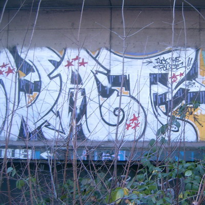 Graffiti and street art from a photo tour in Bremen including colourful sprayed tags and top-to-bottoms.