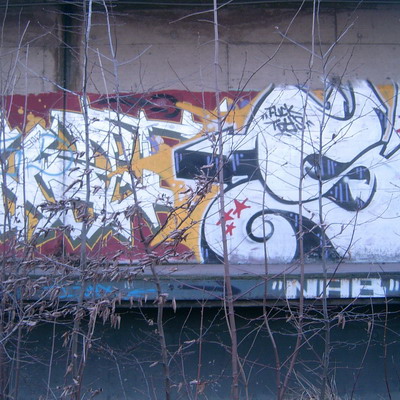 Graffiti and street art from a photo tour in Bremen including colourful sprayed tags and top-to-bottoms.