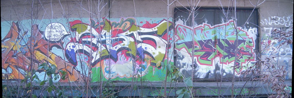 Graffiti and street art from a photo tour in Bremen including colourful sprayed tags and top-to-bottoms.