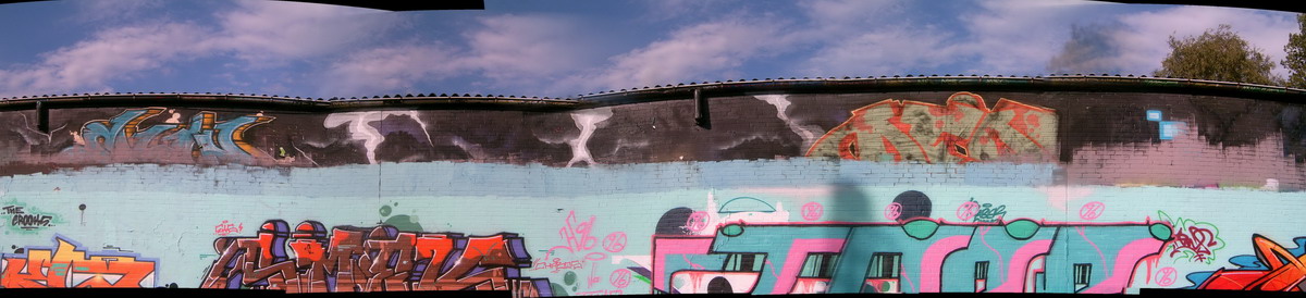 Graffiti and street art from a photo tour in Bremen including colourful sprayed tags and top-to-bottoms.