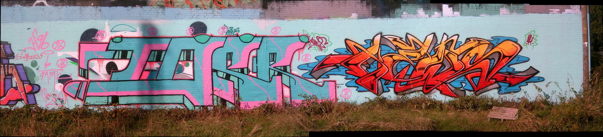 Graffiti and street art from a photo tour in Bremen including colourful sprayed tags and top-to-bottoms.