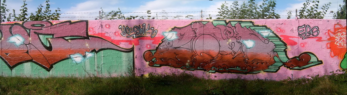 Graffiti and street art from a photo tour in Bremen including colourful sprayed tags and top-to-bottoms.