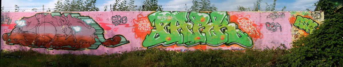 Graffiti and street art from a photo tour in Bremen including colourful sprayed tags and top-to-bottoms.