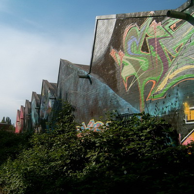 Graffiti and street art from a photo tour in Bremen including colourful sprayed tags and top-to-bottoms.